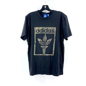 Adidas Men's Black Silver Torch Graphic Short Sleeve Tee T Shirt Size M
